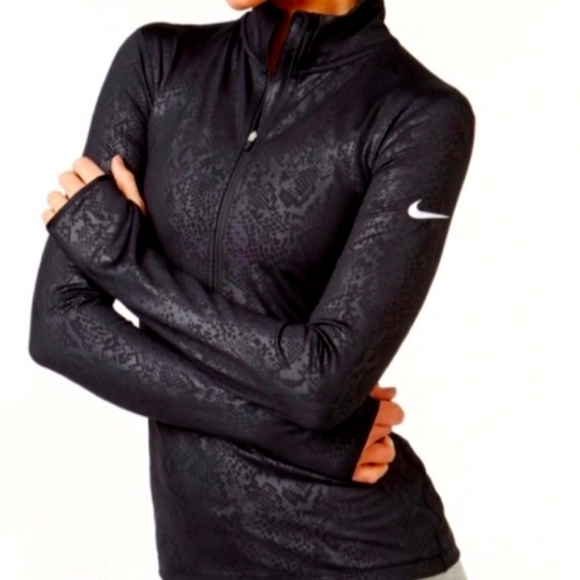 Nike Tops - NIKE PRO- DRI FIT- SNAKESKIN STYLE HALF ZIP ATHLETIC TOP